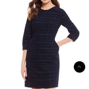 Pincord Cotton Blend Pleat
Front Sheath Dress